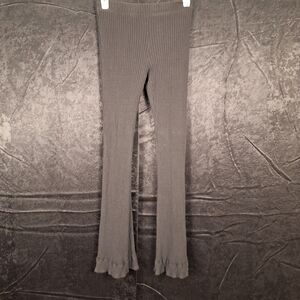 M Zara Blk Ribbed Pullon Flare  Cotton Blend Pants Emo Loungewear Metal Rock